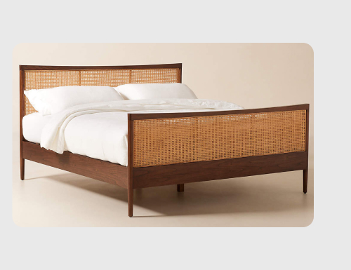 Image of Wooden Cane Bed