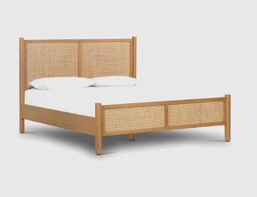 Image of Wooden Cane Bed