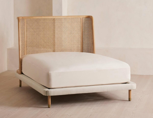Image of Wooden Cane Bed