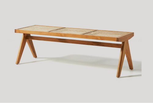 Image of Wooden Cane Bench
