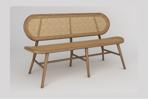 Image of Wooden Cane Bench